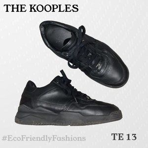 The Kooples Black Leather Cutout Lace Up Minimalist Sneaker Size 41